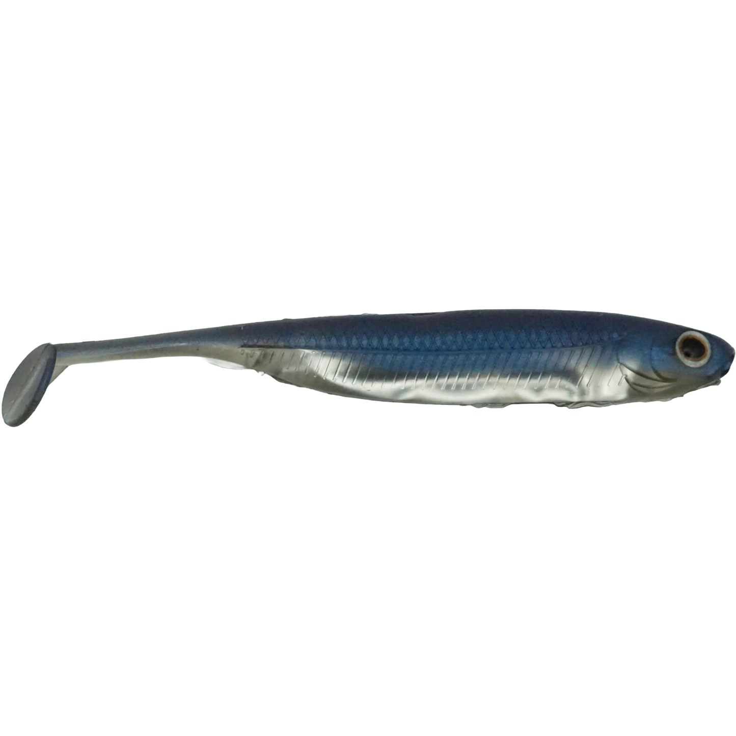 RippleSurge 3 inch soft plastic minnow lure side profile with realistic baitfish shape.
