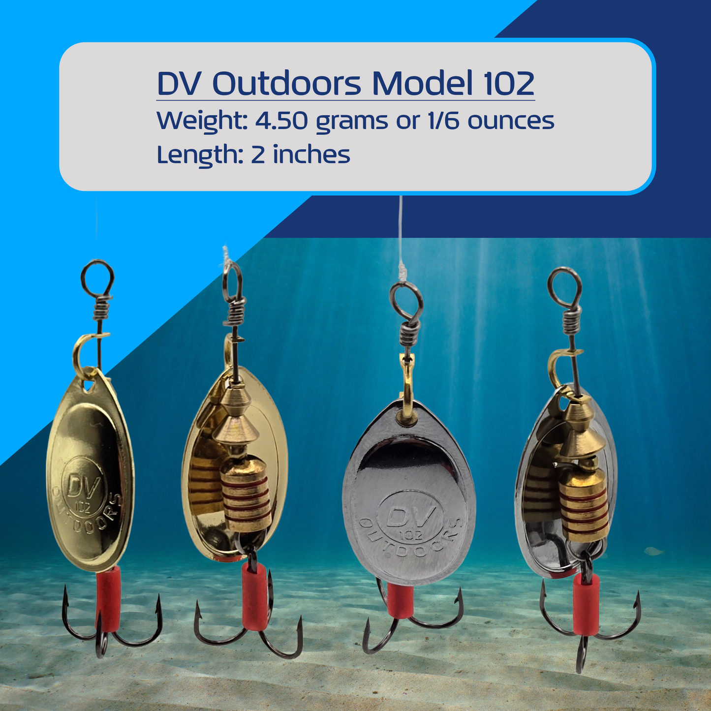 Spoon Spinner Bait With Treble Hook, Model 102